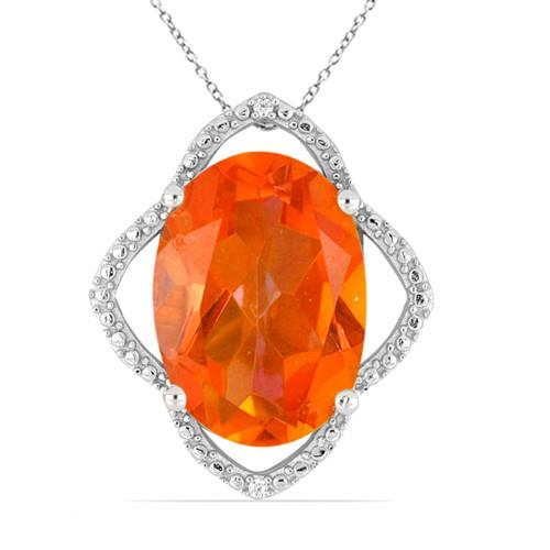 BUY 925 STERLING SILVER NATURAL PADPARADSCHA QUARTZ BIG GEMSTONE PENDANT